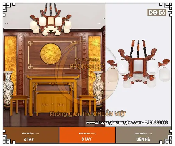 1.1. Hệ Khung Gỗ Của Đèn Thả Trang Trí Phòng Thờ Biệt Thự Dg56