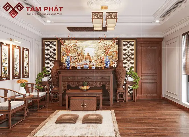 Phòng Khách Nhà Cấp 4 Có Bàn Thờ Không Có Vách Ngăn