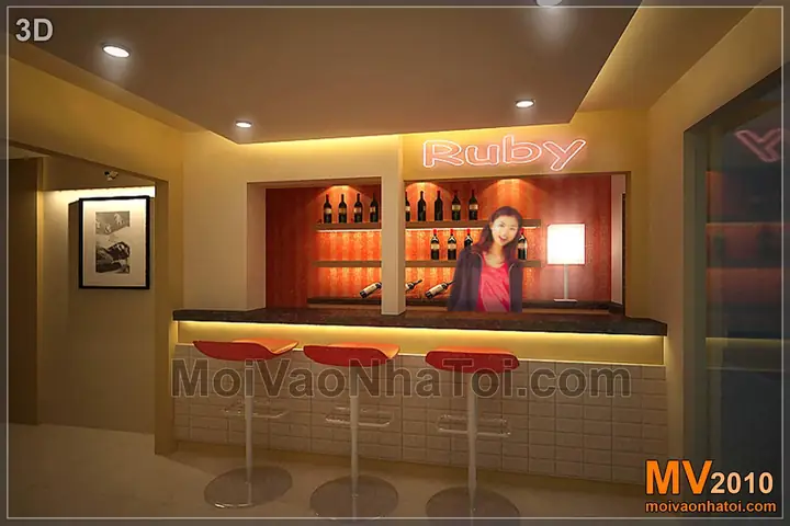 Quầy Bar quán cafe với thiết kế đơn giản: