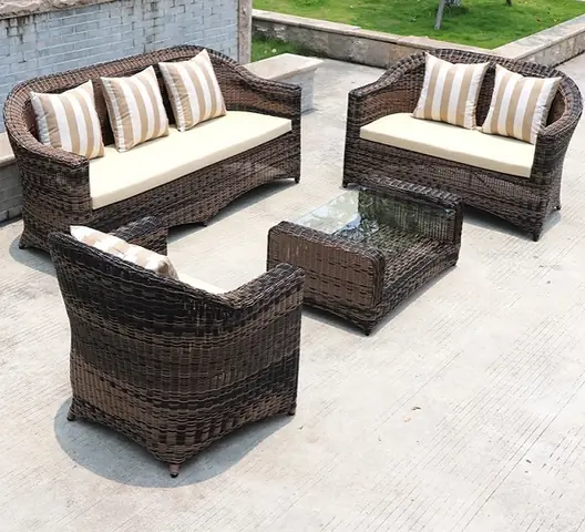 Ghế bàn sofa đan mây giả nhựa quán cafe SFN16 nội thất và ngoại thất