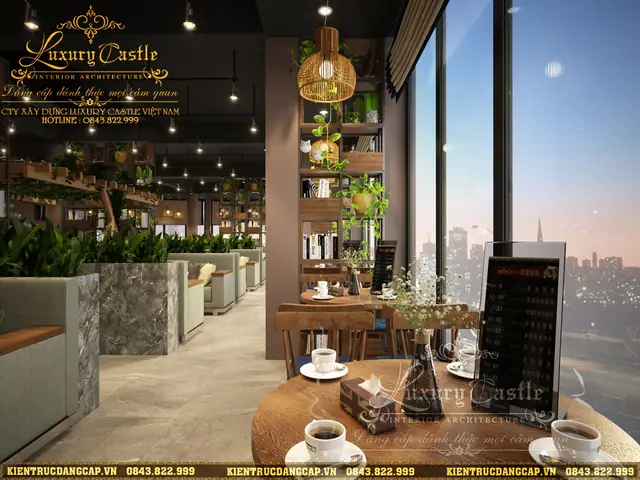 Nội thất quán cafe hiện đại không gian xanh nhiều Nội thất quán cafe hiện đại không gian xanh nhiều