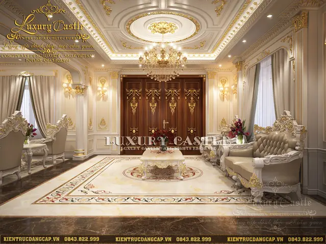 Thiết kế nội thất phòng khách cổ điển đẹp