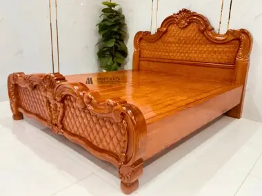Giường Gỗ Hương Đá Long Khung Có Hộc Kéo - GN941