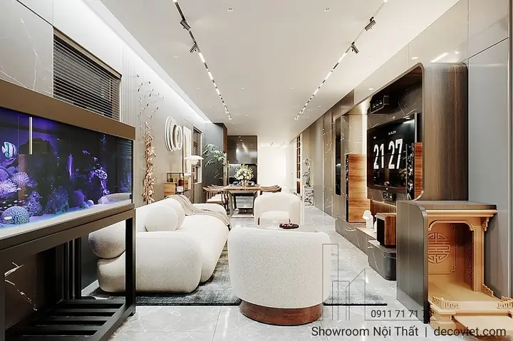 Cách bố trí nội thất shop quần áo 2 mặt tiền vuông góc hút khách