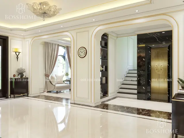 Chào đón khách với vẻ đẹp ấn tượng ngay từ sảnh tầng nội thất tân cổ Châu Âu Chào đón khách với vẻ đẹp ấn tượng ngay từ sảnh tầng nội thất tân cổ Châu Âu