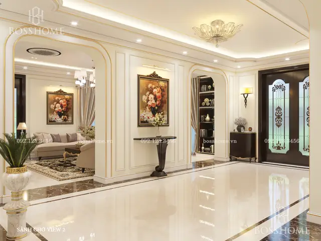 Chào đón khách với vẻ đẹp ấn tượng ngay từ sảnh tầng nội thất tân cổ Châu Âu Chào đón khách với vẻ đẹp ấn tượng ngay từ sảnh tầng nội thất tân cổ Châu Âu