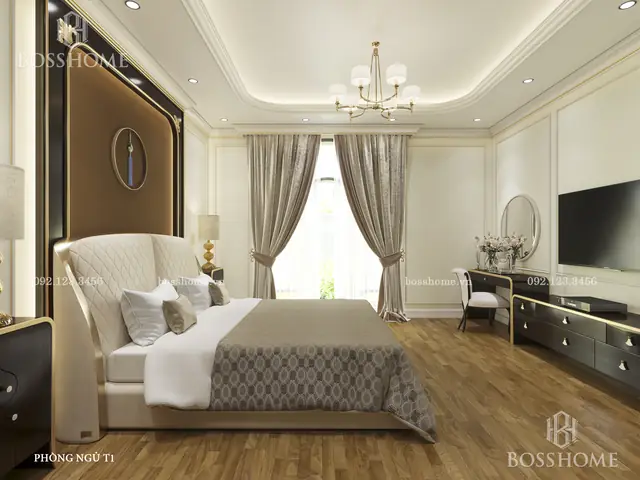 Phòng ngủ tầng 1 phong cách Art Deco nhẹ nhàng Phòng ngủ tầng 1 phong cách Art Deco nhẹ nhàng