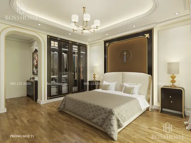 Phòng ngủ tầng 1 phong cách Art Deco nhẹ nhàng Phòng ngủ tầng 1 phong cách Art Deco nhẹ nhàng