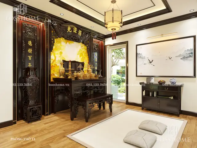 Giải pháp thiết kế phòng thờ biệt thự sang trọng Giải pháp thiết kế phòng thờ biệt thự sang trọng