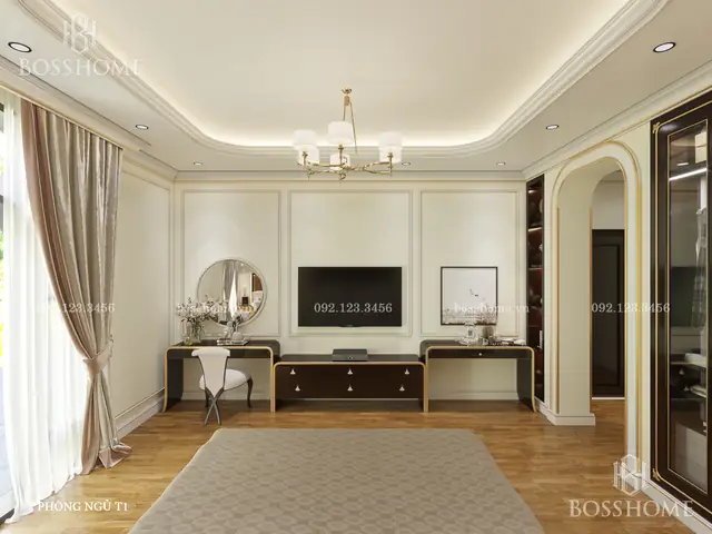 Phòng ngủ tầng 1 phong cách Art Deco nhẹ nhàng Phòng ngủ tầng 1 phong cách Art Deco nhẹ nhàng
