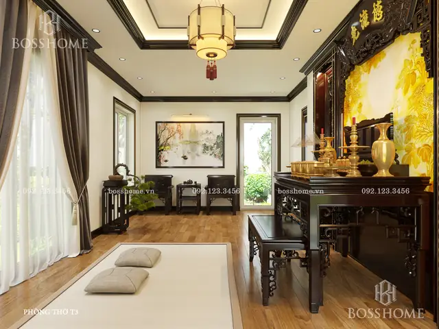 Giải pháp thiết kế phòng thờ biệt thự sang trọng Giải pháp thiết kế phòng thờ biệt thự sang trọng