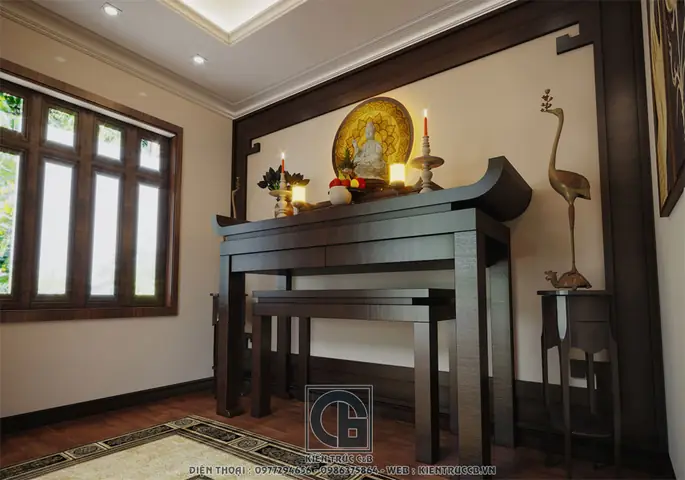 Thiết kế nội thất phòng thờ trang trọng, lịch sự
