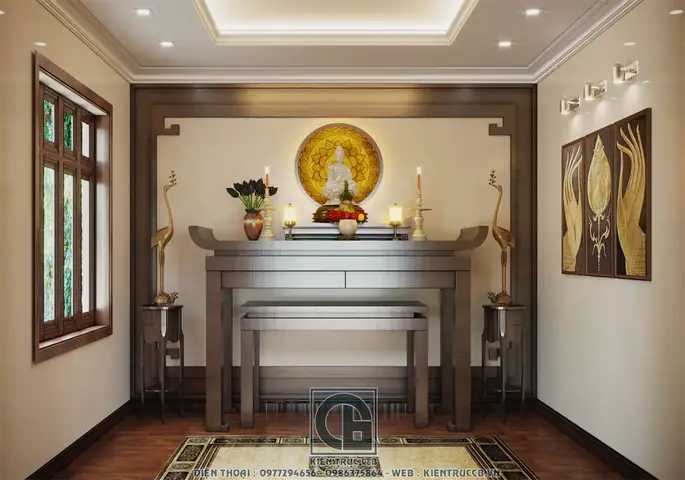 Thiết kế nội thất phòng thờ trang trọng, lịch sự