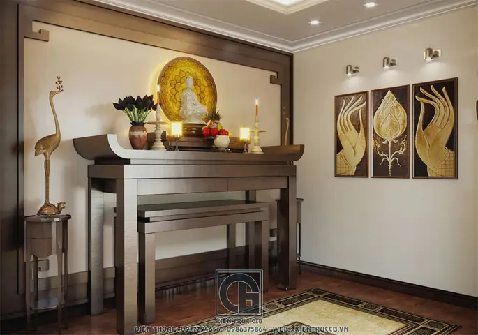 Thiết kế nội thất phòng thờ trang trọng, lịch sự