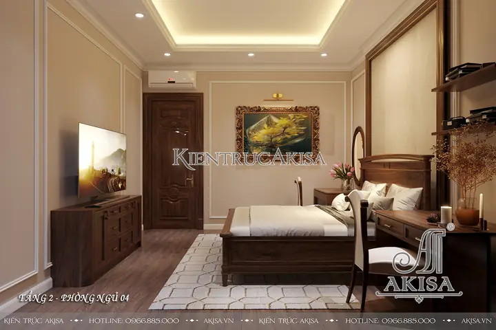 Phối cảnh 3D nội thất biệt thự tân cổ điển gỗ gõ đỏ NT22956: Phối cảnh 3D nội thất biệt thự tân cổ điển gỗ gõ đỏ NT22956: