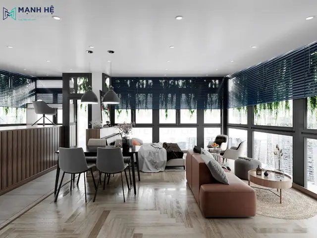 Thiết Kế Nội Thất Nhà Phố Phòng Khách Liền Phòng Ngủ
