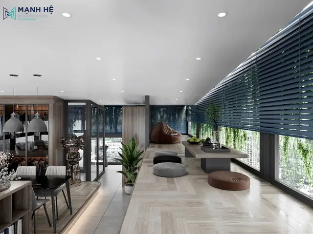 Thiết Kế Nội Thất Nhà Phố Phòng Khách Liền Phòng Ngủ
