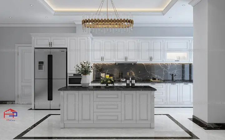 1. Tủ bếp MDF lõi xanh TBMD05 nhà anh Quang có gì nổi bật?