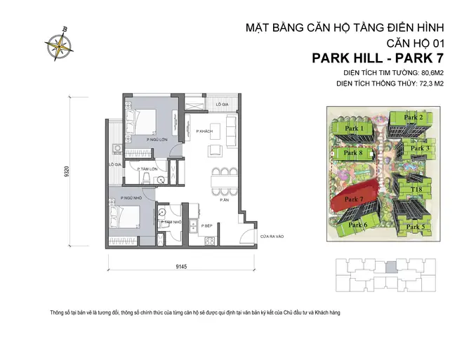 Mặt bằng layout căn hộ tòa Park 7 -Times City Park Hill Mặt bằng layout căn hộ tòa Park 7 -Times City Park Hill