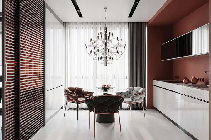 Thiết kế nội thất hiện đại với tông màu đỏ và xám theo phong cách Nhật Bản Thiết kế nội thất hiện đại với tông màu đỏ và xám theo phong cách Nhật Bản