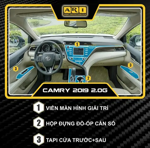 Bạn sở hữu Camry 2019 2.0G và muốn bảo vệ nội thất xe? Dán PPF là giải pháp tối ưu! ARI VIỆT NAM cung cấp dịch vụdán PPF nội thất Camry 2019 2.0Gchuyên nghiệp, giúp nội thất xe luôn mới, bền đẹp. Liên hệ ngay để được tư vấn miễn phí!
