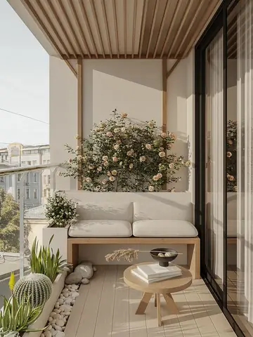 🌱 Gợi ý trang trí ban công bằng gỗ: