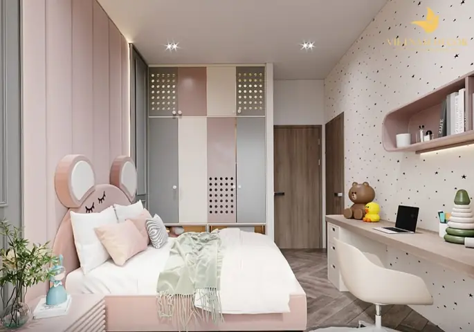 Mẫu thiết kế nội thất phòng ngủ cho bé gái hiện đại