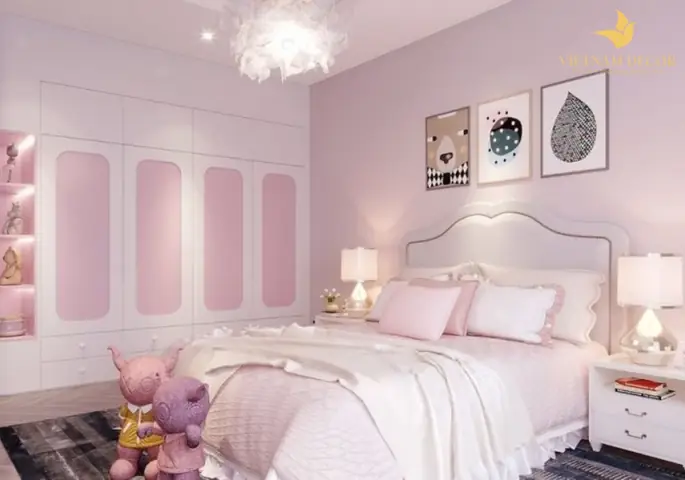 Mẫu thiết kế phòng ngủ cho bé gái đơn giản