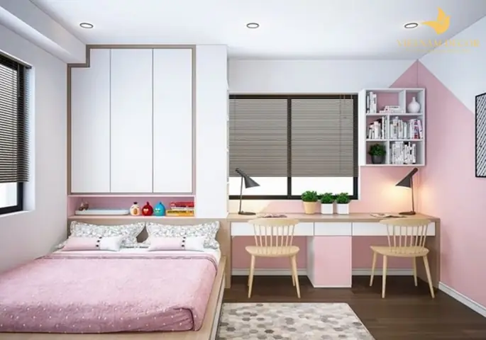 Mẫu thiết kế phòng ngủ cho bé gái đơn giản