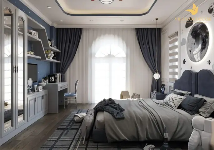 Mẫu thiết kế nội thất phòng ngủ cho bé trai đơn giản