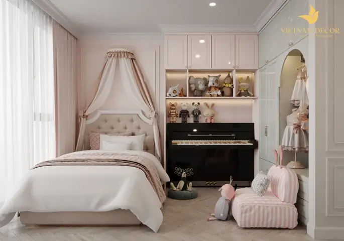 Mẫu thiết kế phòng ngủ cho bé gái đơn giản