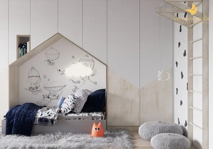 Mẫu thiết kế nội thất phòng ngủ bé trai hiện đại