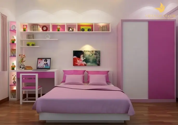 Mẫu thiết kế phòng ngủ cho bé gái đơn giản