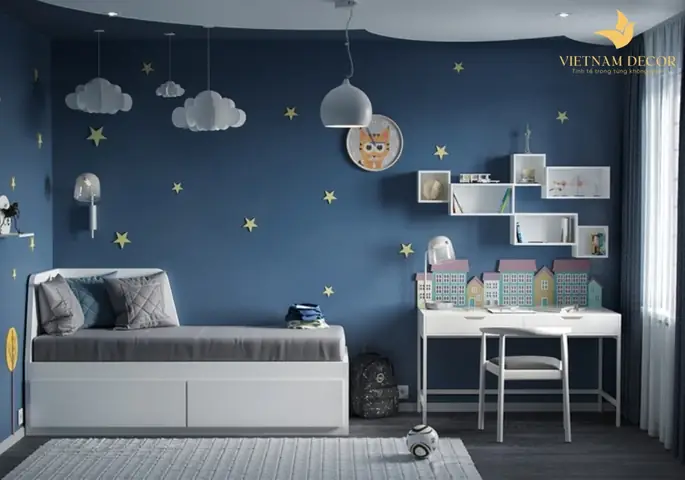 Mẫu thiết kế nội thất phòng ngủ bé trai hiện đại