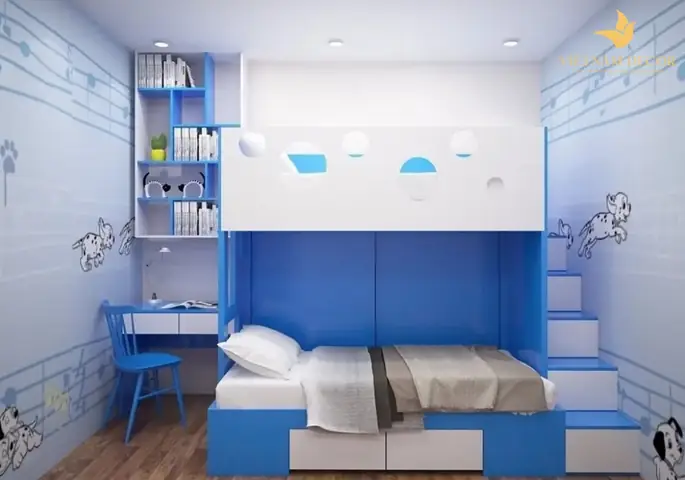 Mẫu thiết kế nội thất phòng ngủ cho bé trai đơn giản