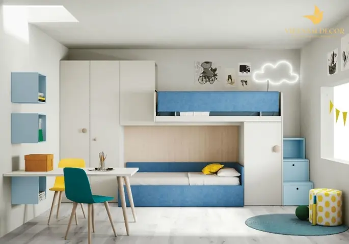 Mẫu thiết kế nội thất phòng ngủ trẻ em đơn giản