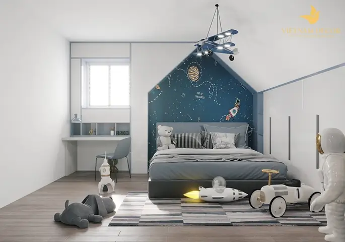 Mẫu thiết kế nội thất phòng ngủ trẻ em đơn giản