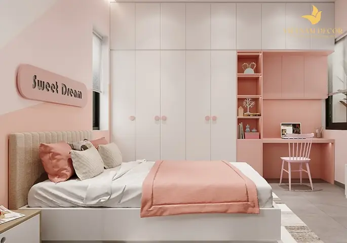 Mẫu thiết kế nội thất phòng ngủ cho bé gái hiện đại