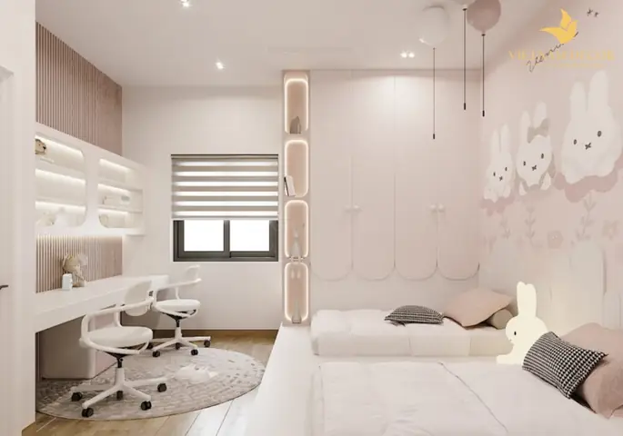 Mẫu thiết kế nội thất phòng ngủ cho bé gái hiện đại