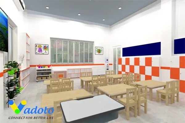 Dự án thiết kế nội thất đẹp hiện đại tại trường tiểu học Sao Khuê, Hưng Yên