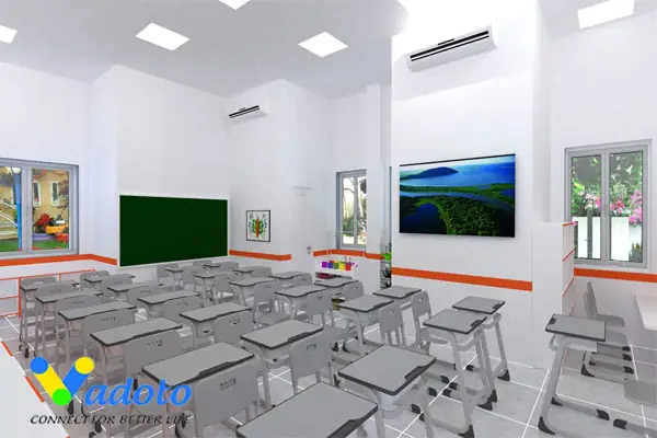 Dự án thiết kế nội thất đẹp hiện đại tại trường tiểu học Sao Khuê, Hưng Yên