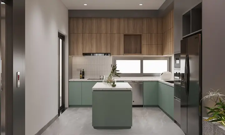 Mẫu tủ bếp nhỏ có bàn đảo