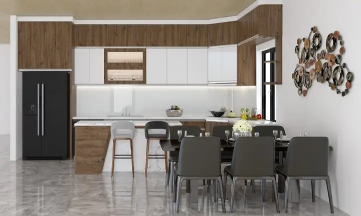 Tủ bếp treo tường cho chung cư bằng gỗ