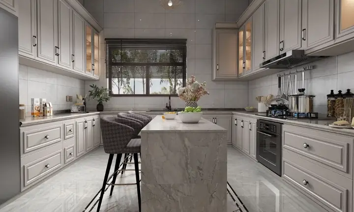 Mẫu tủ bếp chung cư hình chữ U
