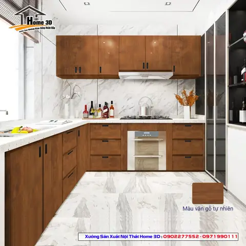 Tủ Bếp Nhôm Nội Thất Màu Gỗ Tự Nhiên: Giải Pháp Hoàn Hảo Cho Không Gian Bếp Hiện Đại (home 3d)