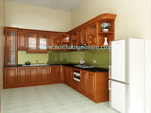 Tủ bếp gỗ tự nhiên: