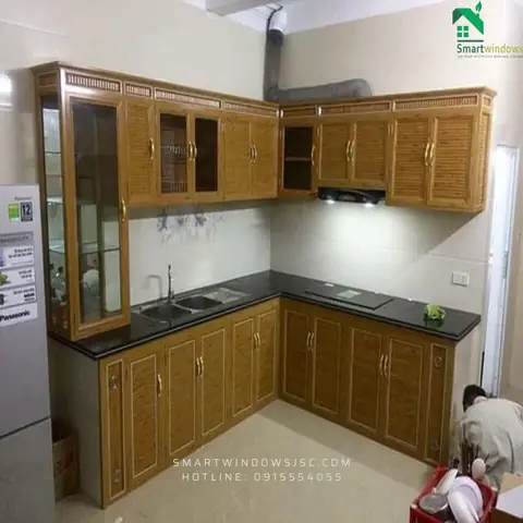 1. Tủ bếp chữ L – Tận dụng tối đa không gian