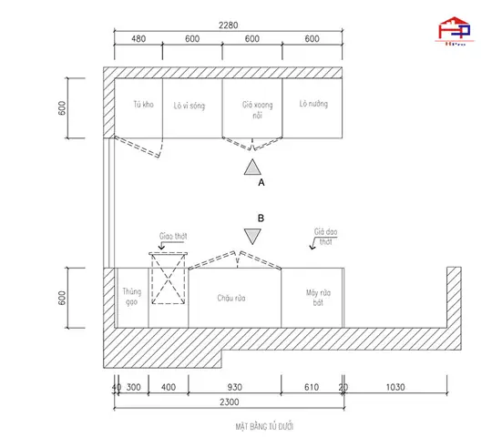 1. Thiết kế tủ bếp acrylic đẹp TBAC203 nhà anh Nam chữ i song song