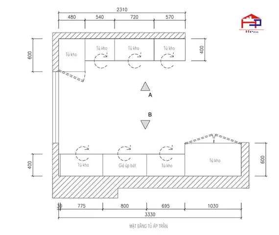 1. Thiết kế tủ bếp acrylic đẹp TBAC203 nhà anh Nam chữ i song song