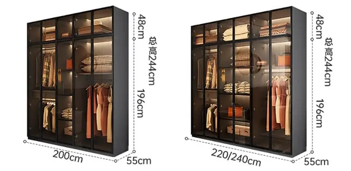 Tủ quần áo cánh kính khung nhôm đẹp DTA01